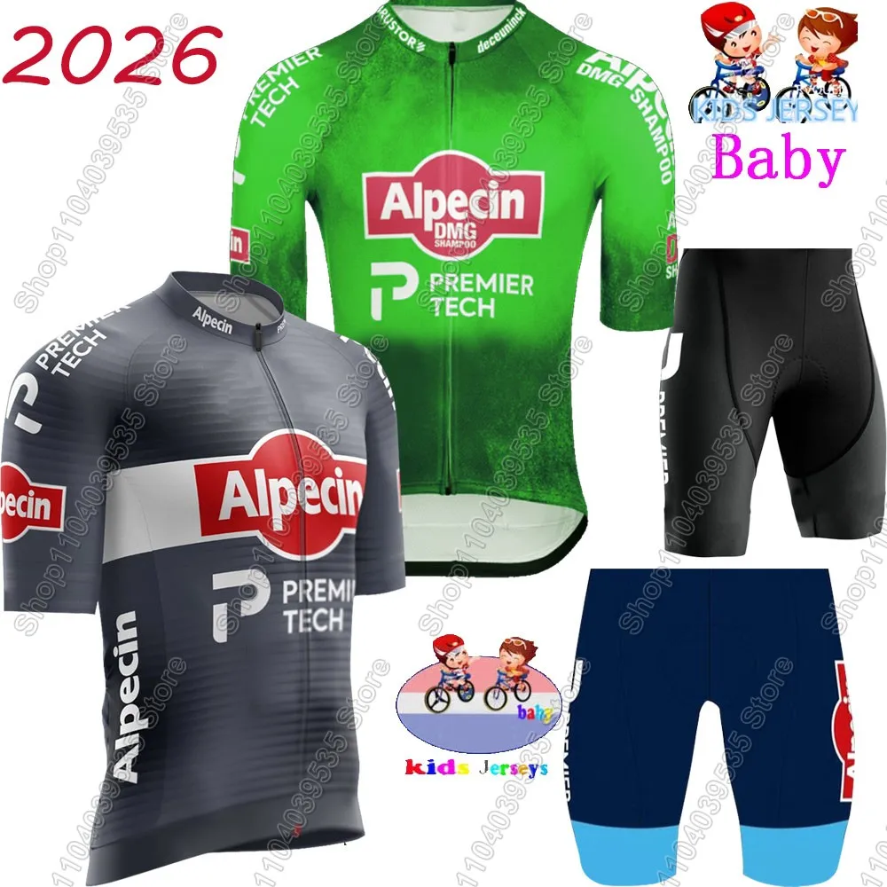 

Kids Alpecin Premier-Tech 2026 Team Cycling Jersey Boys Girls Cycling Child Clothing Bike Shirts Suit Pants Maillot