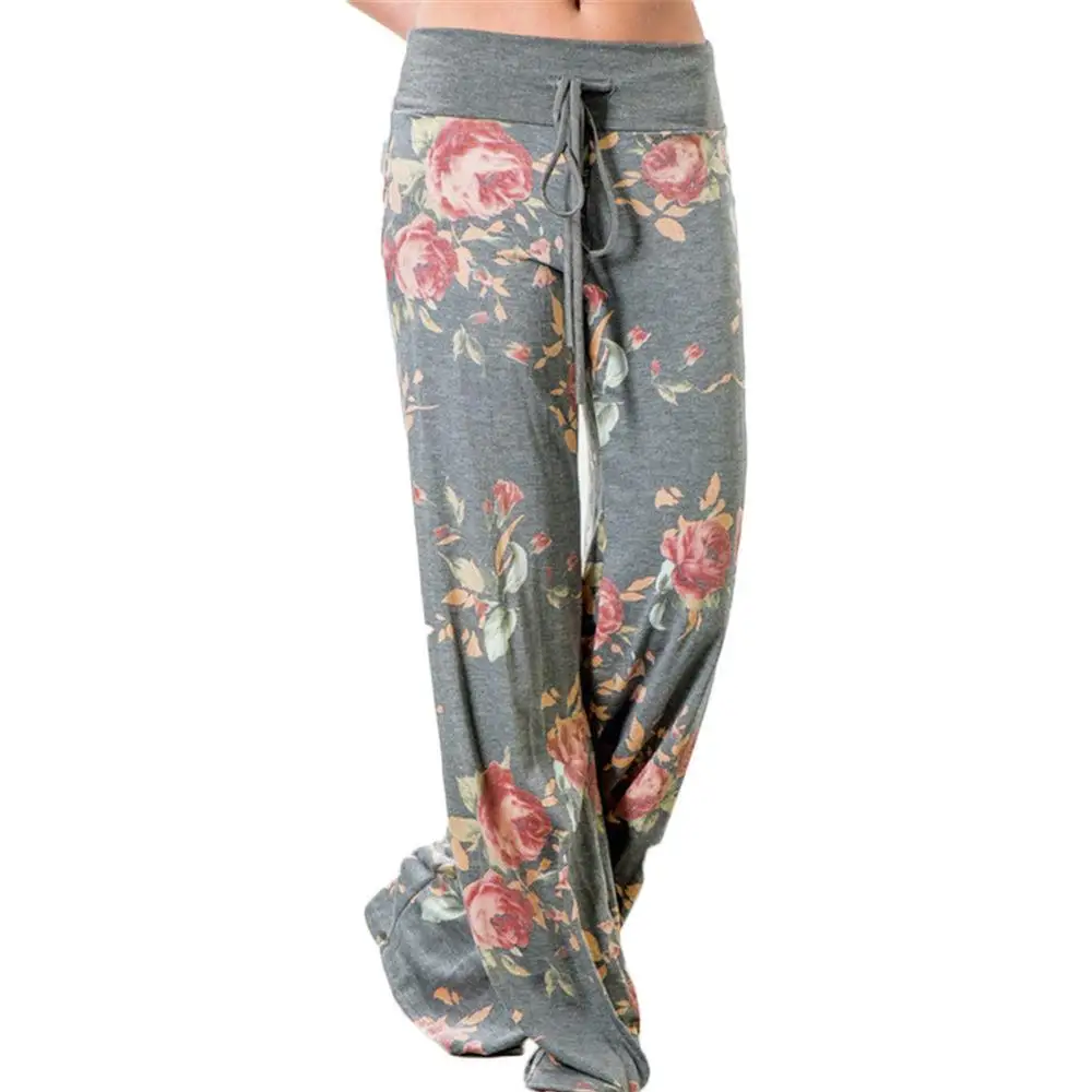 Pantalones de Yoga de pierna ancha estampados, cuatro colores, S3XL, ular S, corte holgado, tela de poliéster, pantalones informales de mediana edad para mujer