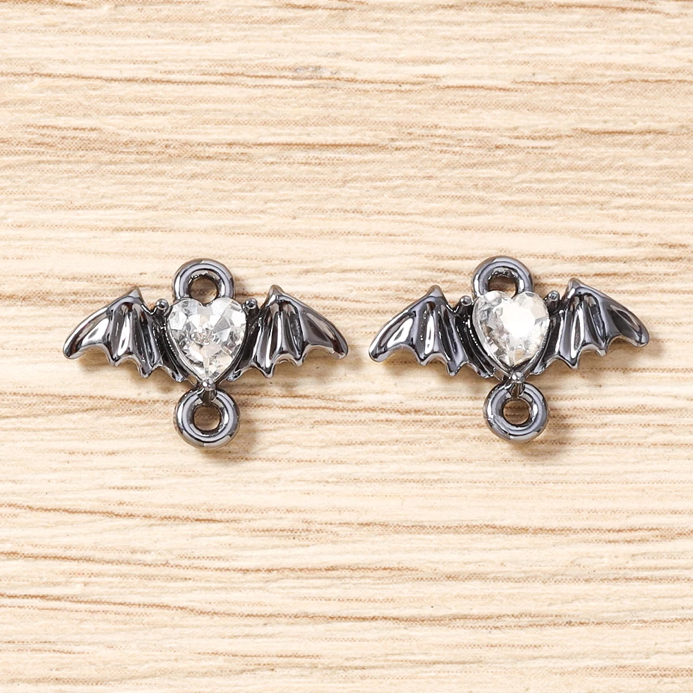 5 Stück 15 x 11 mm niedliche bunte Kristall-Metall-Herzflügel-Anhänger-Verbinder für die Schmuckherstellung, Halsketten, Armbänder, DIY-Bastelbedarf – Detail 18