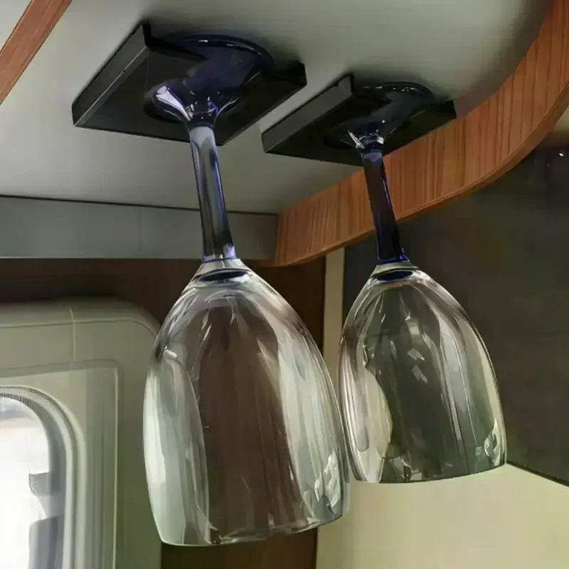 Punch-Free Hanging Stemware Rack for RV 1Pc Wine Glass Suspension Holder No Drill for Car Camper Road Trip