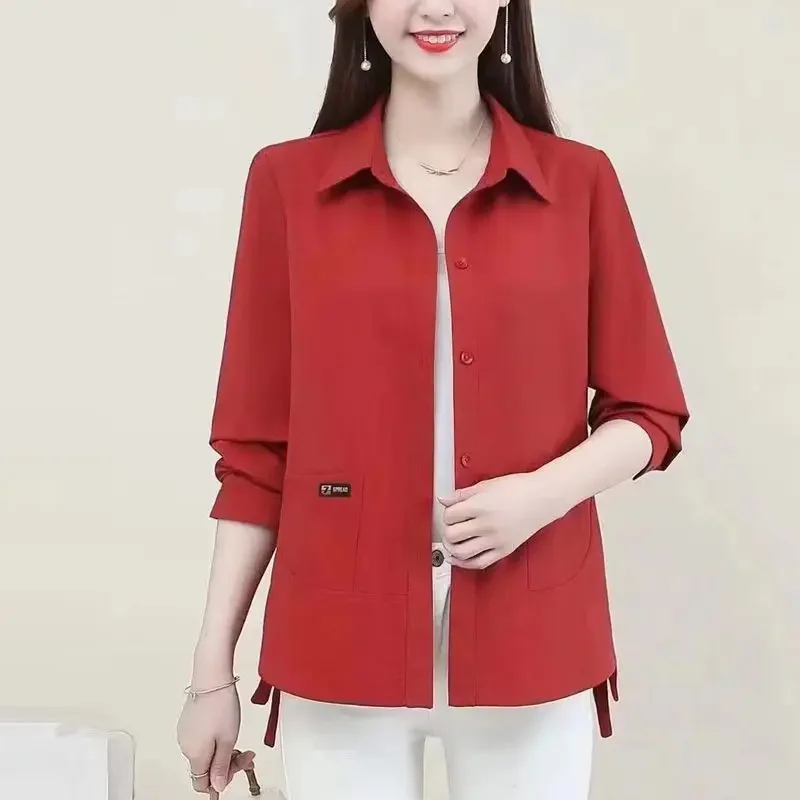 2023 Autumn and Winter Women\'s Solid Color Polo Button Pocket Swallowtail Loose Fashion Casual Elegant Commuter Long Sleeve Coat