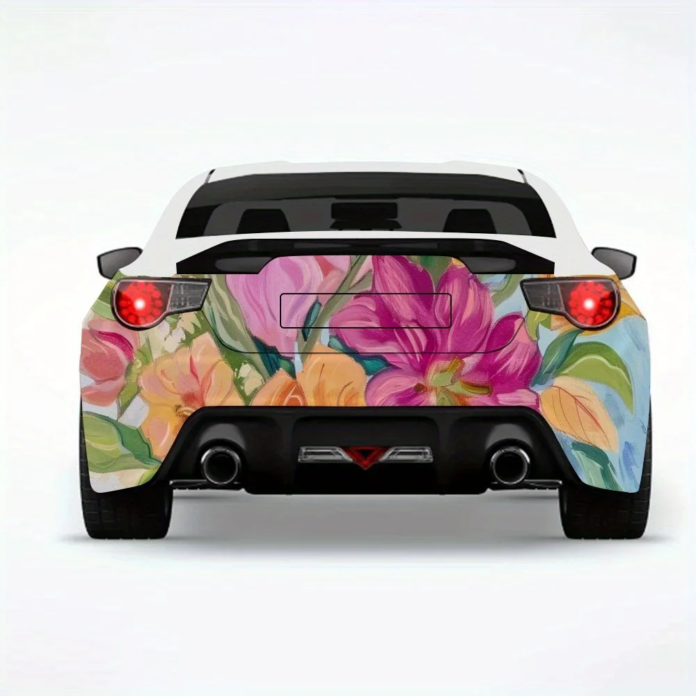 Fresh Colorful Flower Bouquet Car StickerVinyl Decal for Car Rear, Waterproof Self-Adhesive Vinyl Stickers for Vehicle Tail & Bu