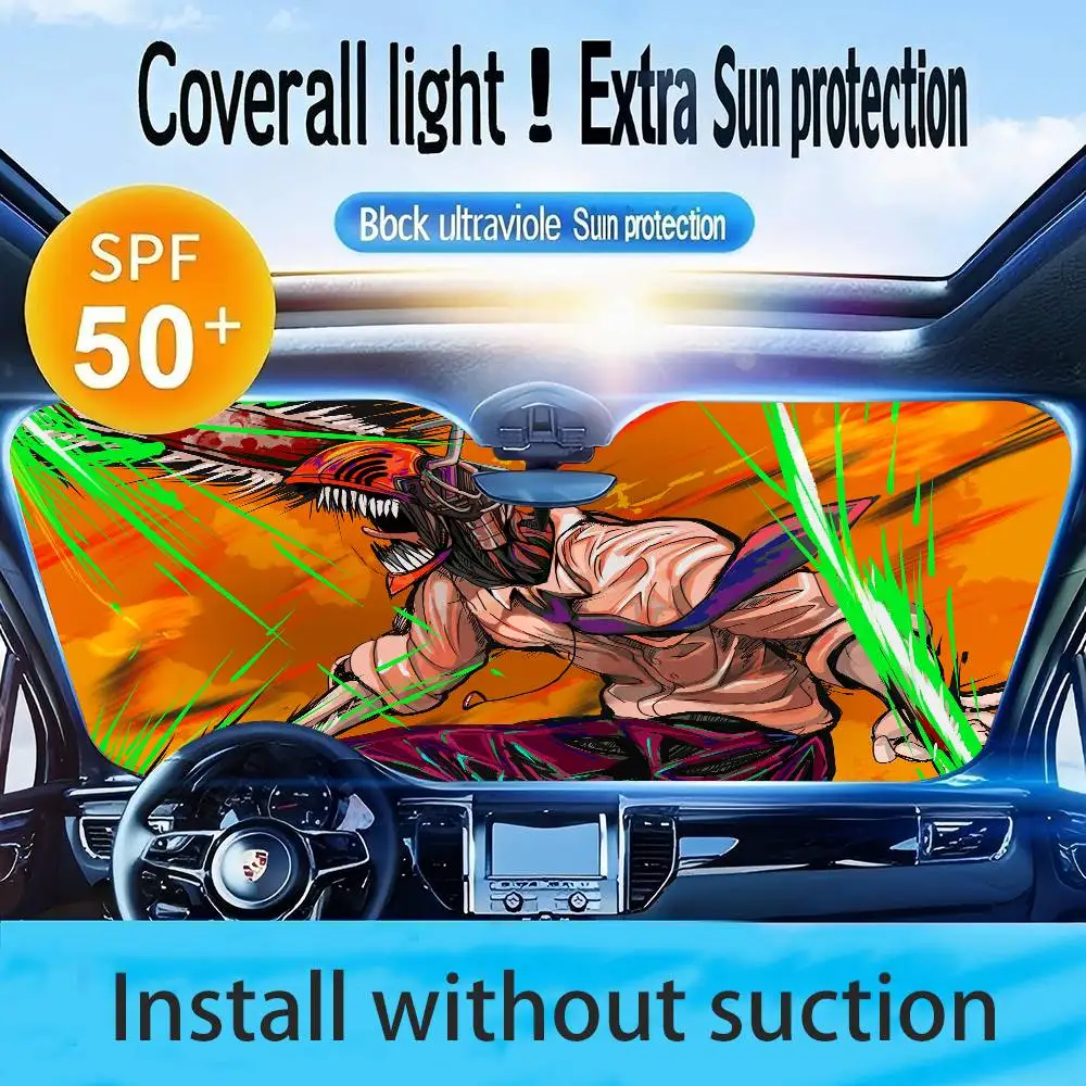 Tronçonneuse 3D homme Anime pare-brise chauffant pare-soleil fenêtre de voiture pare-brise couverture pare-soleil Auto pare-soleil bâches de voiture