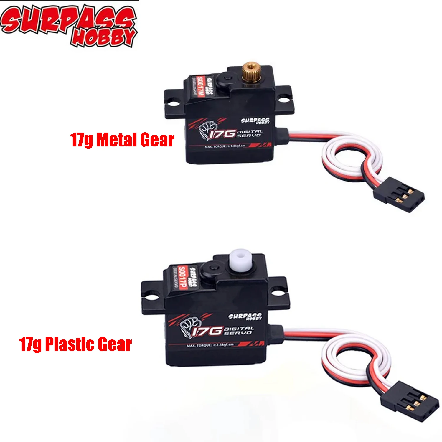 

Сервопривод Surpass 17g Metal Hobby S0017M, 17g с пластиковыми шестернями S0017P для радиоуправляемых моделей самолетов, роботов, грузовиков, автомобилей, лодок, планеров масштаба 1/18, 1/16