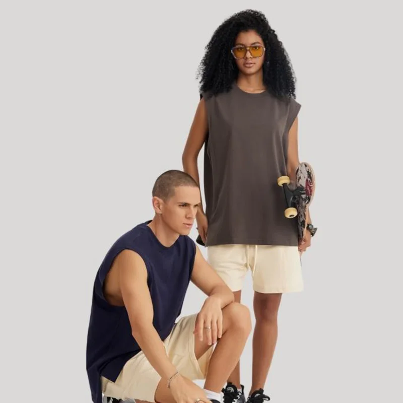 قميص رجالي صيفي بدون أكمام بدون أكمام ، بيج سادة ، بلوزات للركض واللياقة البدنية ، قميص رياضي ، طباعة شاشة ، تي شيرت ، قطن ، جودة عالية ،