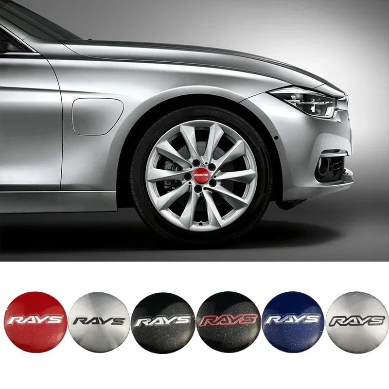4PCS 56mm RAYS Logo Alloy Car Wheel Hub Center Stickers for Dodge Haval Audi Jaguar Citroen Land Rover Suzuki Accessories