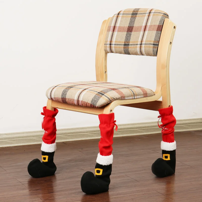 Christmas Socks Chair Feet Set, Decoration Articles, Embroidered Restaurant Stool, Table Corner Stockings, Ornaments Gift,