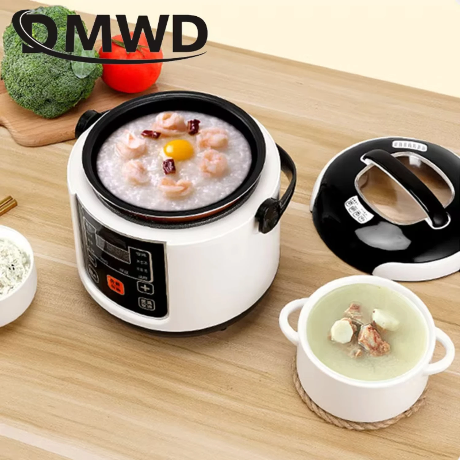 12V/24V  Pressure Cooking Pot Car Truck Smart Noodles Soup Porridge Rice Cooker Stew Food Steamer Warmer Meal Heater 2L