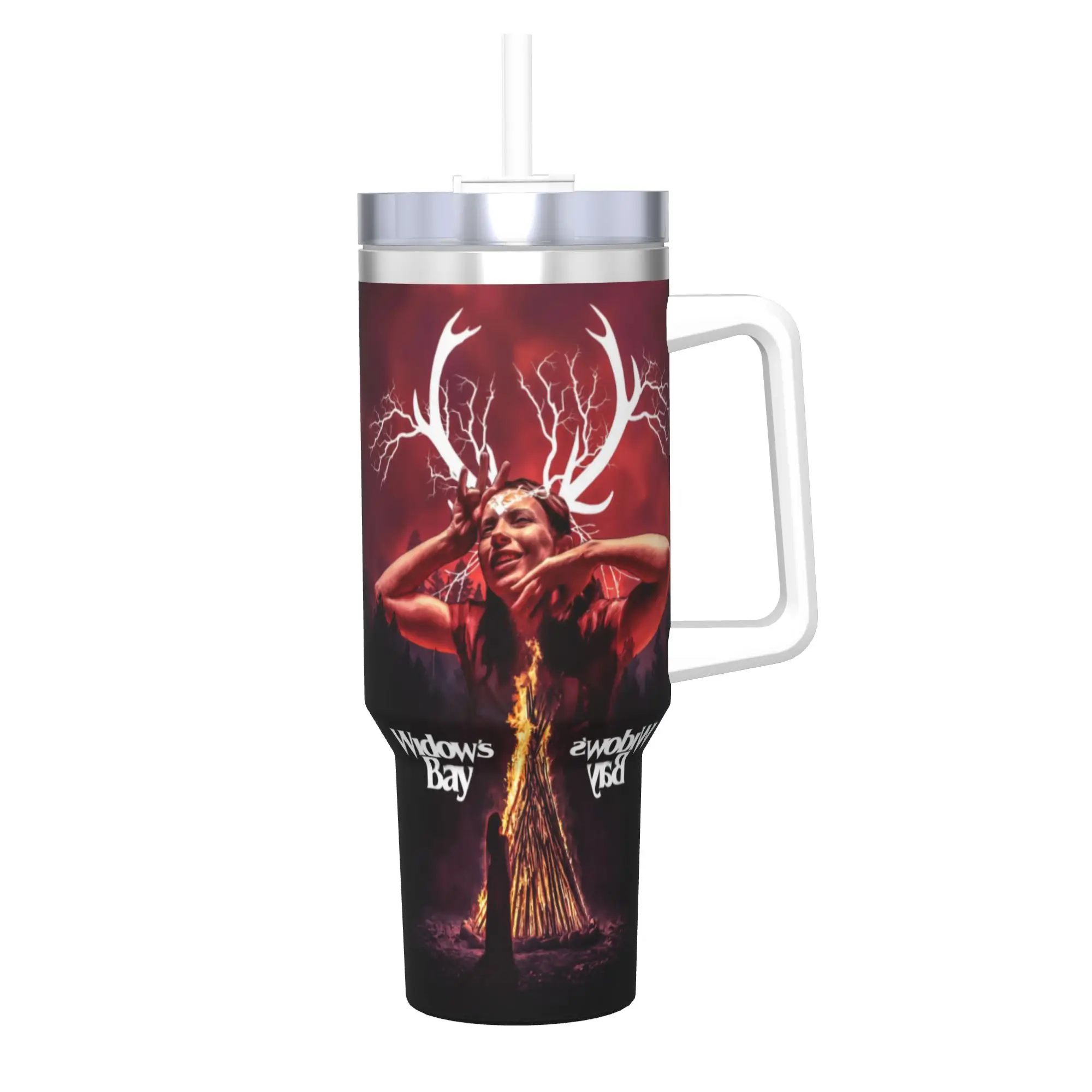 Widow's Bay Horror Movie 2026 Tumbler With Straw  Stainless Steel Mugs Cup Double Wall Vacuum Insulated for Cold Or Hot 40oz