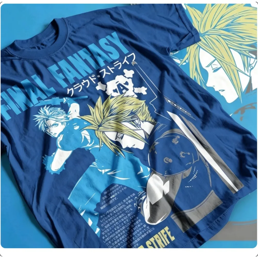 Final Fantasy VII Print Graphic Washed Cotton T‑shirt Unisex Oversized Trendy Loose Short Sleeve Harajuku Streetwear Casual Tops view 2