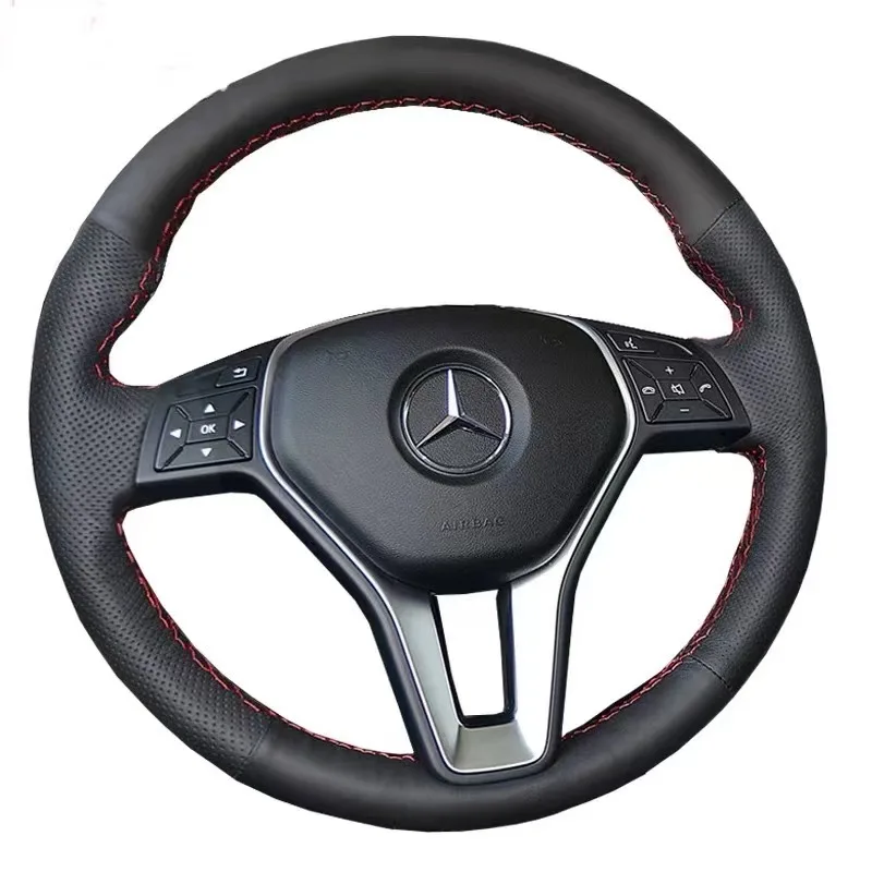 

Steering Wheel Cover For Mercedes-Benz Glk300 E-class Leather Hand-sewn Anti-skid Steering Wheel Braid Auto Interior Accessories