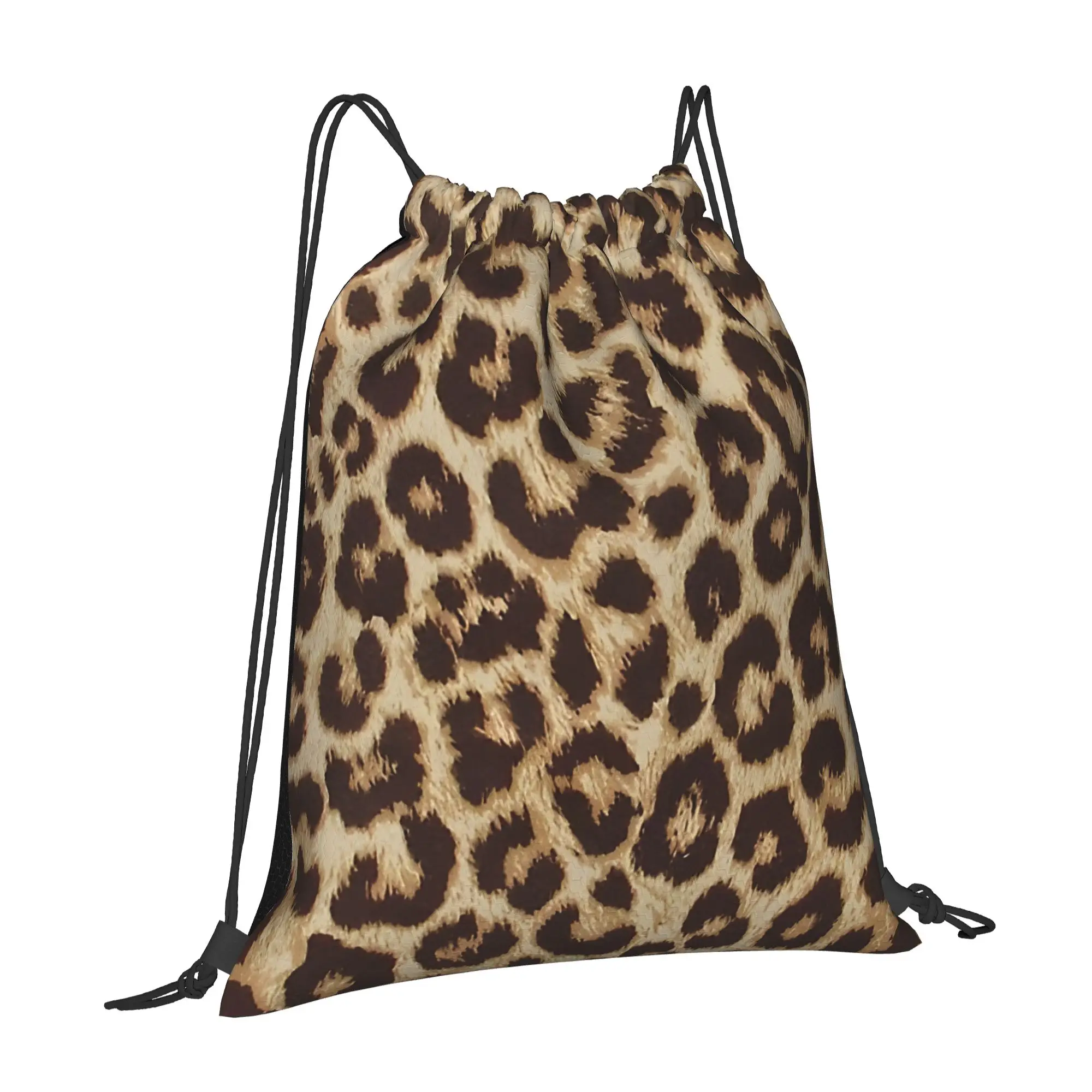 Leopard Print 1 Leopard Print Drawstring Bags Hiking Unisex Storage Organize Bundle Pocket Rope Bag