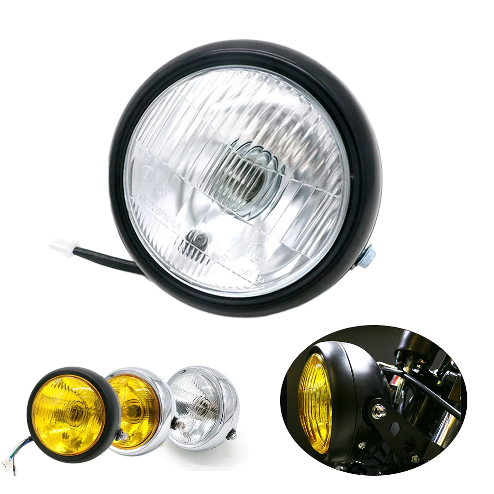 

Motorcycle 5.75 Inch Halogen Headlights Universal 12V Round Headlight Moto Accessories Driving Light Headlamp For Cafe Racer