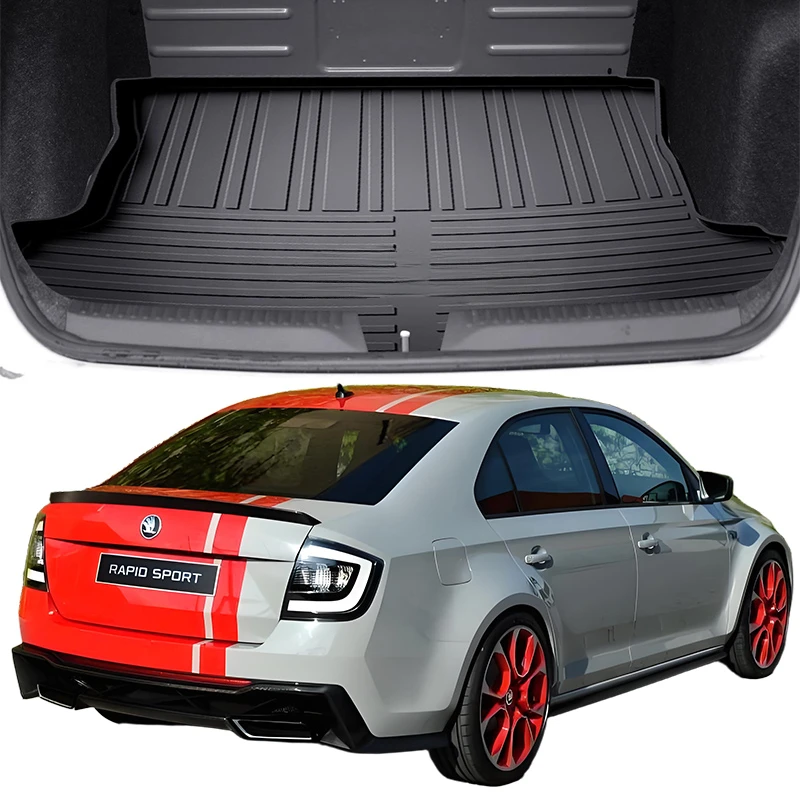 Upgrade TPE Car Rear Trunk Mats Storage Pads Cargo Tray Dustproof Waterproof Protecion Cushion For SKODA Rapid 2013-2024