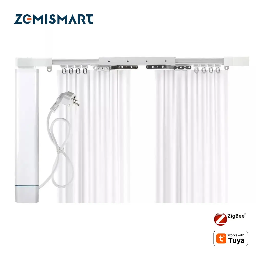 Zemismart Zigbee 3.0 Slide Motor with Customized Curtain Track Work with Tuya Remote Control Alexa Google Home Voice Control