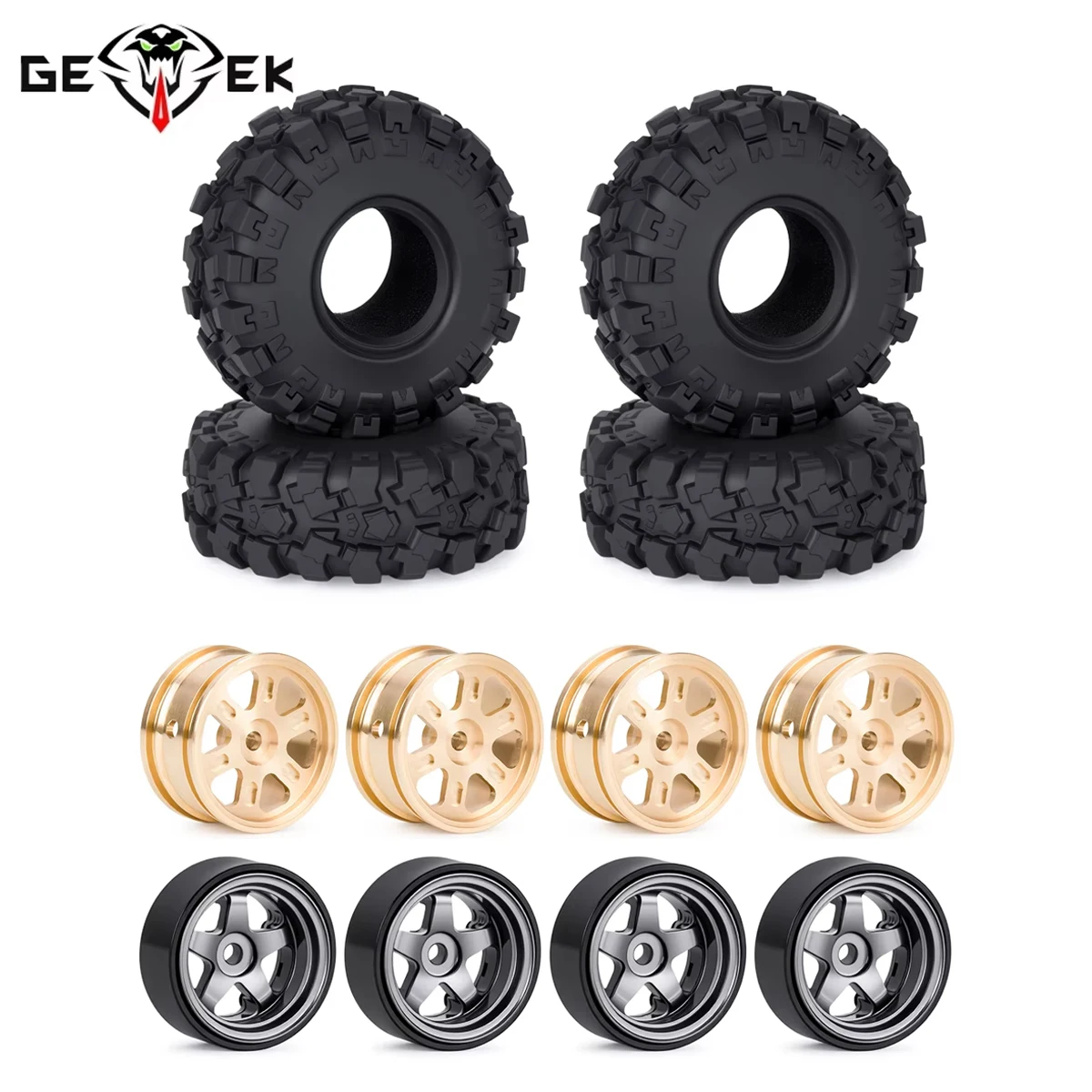 4 Stück 0,7 Zoll Gummireifen 39*15mm und Felgennabe für 1/30 RC Crawler Auto AXIAL SCX30 Jeep Wrangler Ford Bronco Upgrade-Teil