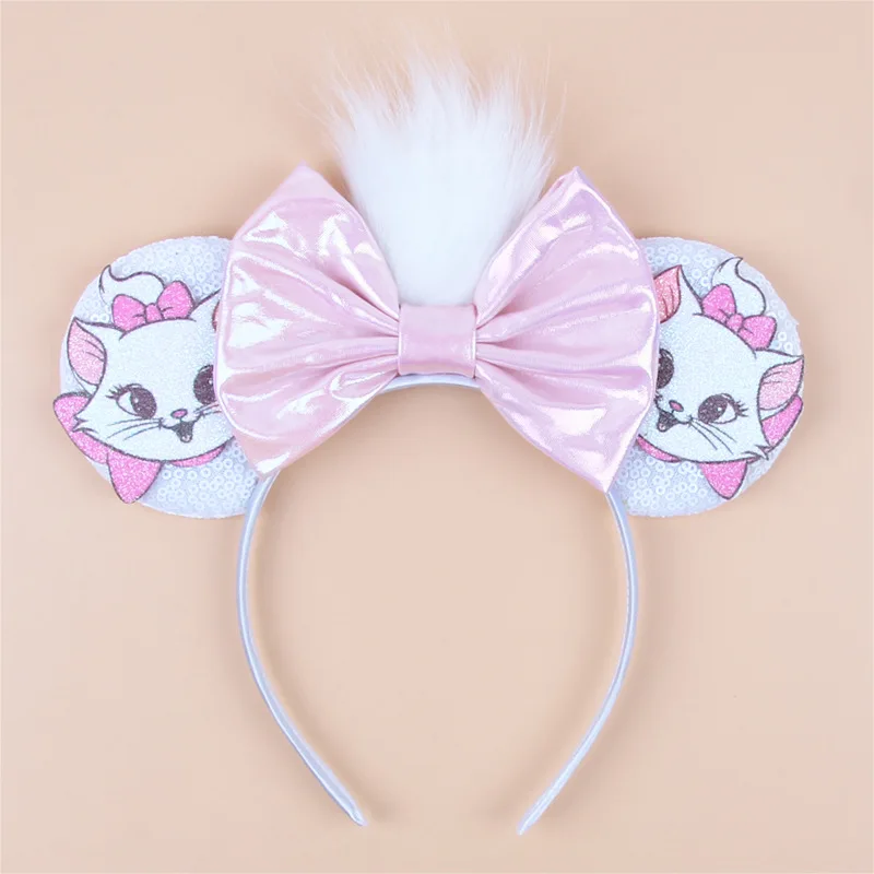 Kawaii Disney Marie Cat Headband Sequined Bow Headband Adult Children Birthday Party Hair Accessories Cosplay Hair Accessories