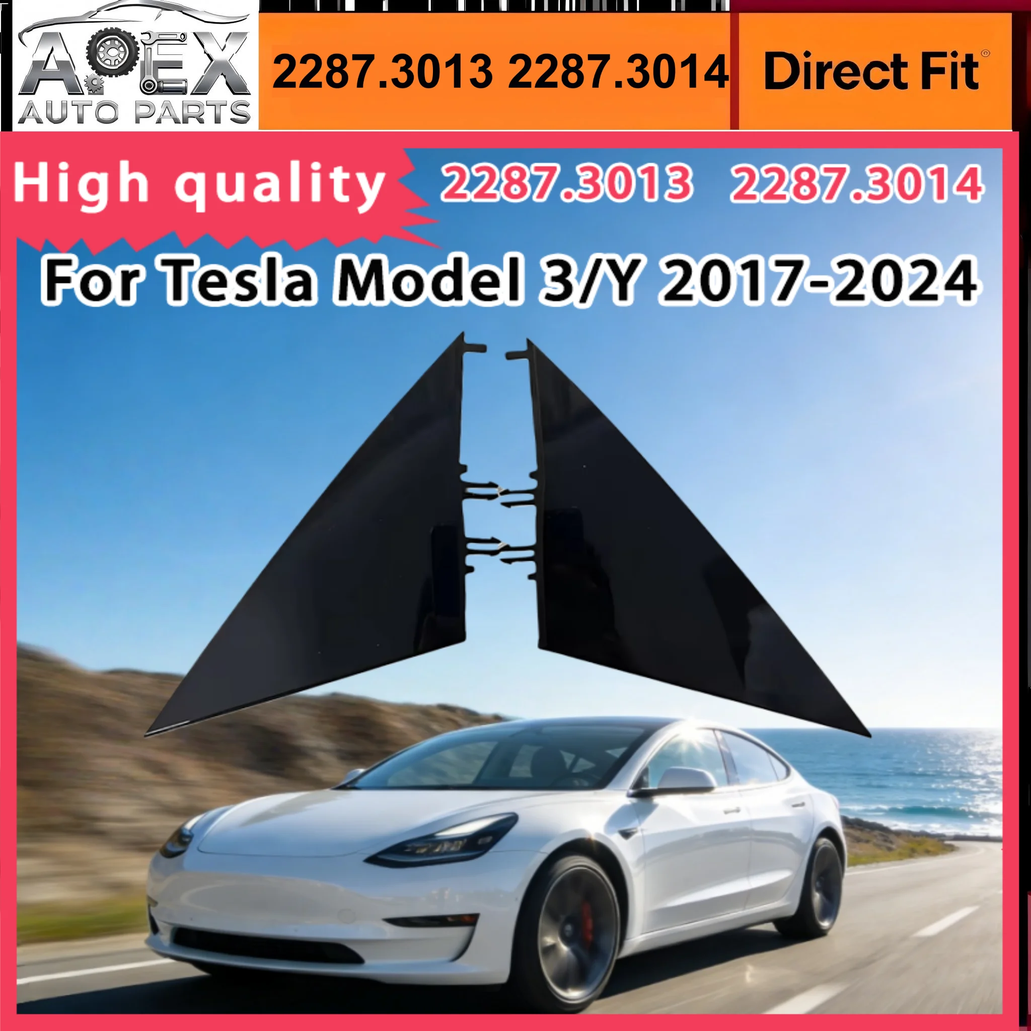 

2287.3013 2287.3014 For Tesla Model 3/Y 2017-2024 Rearview Mirror Triangle Panel 2287.3013 2287.3014 Car Replacement Parts