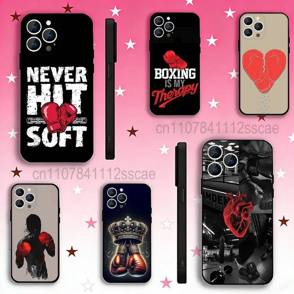 

Boxing Gloves Phone Case Silicone Soft For IPhone 16,17,15,11,13,12,14,Mini,Pro,Max,Plus,Air,E Black