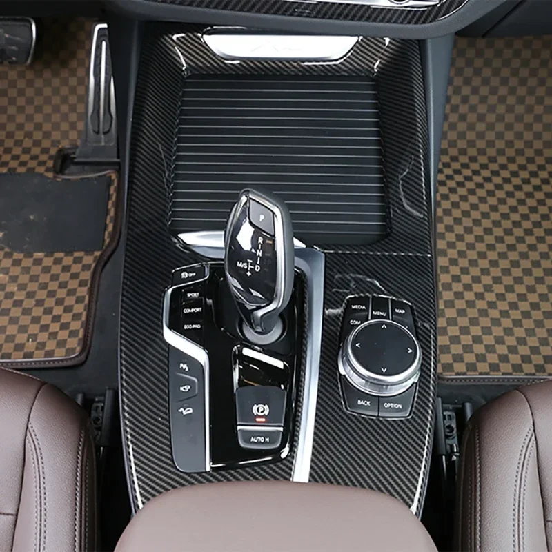

For BMW X3 G01 X4 G02 2018 Carbon Fiber Auto Interior Gear Shift Knob Cover Multimedia Button Panel Trim Sticker Car Accessories