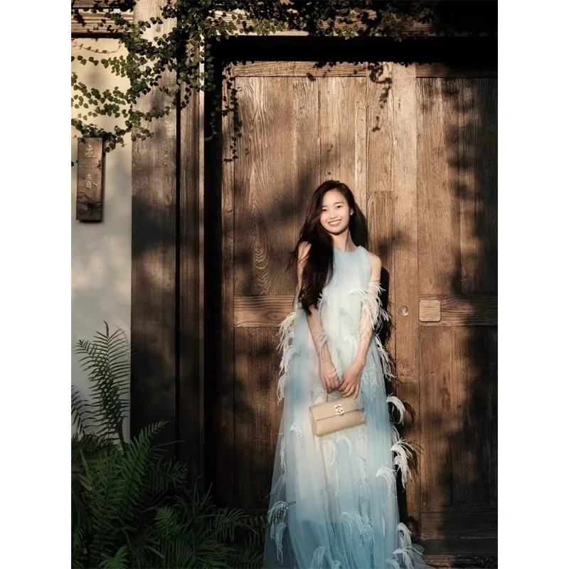Chinese Style Engagement Banquet Dress High-End Light Luxury Niche Wedding Day Bride Casual Super Fairy Halter Dress