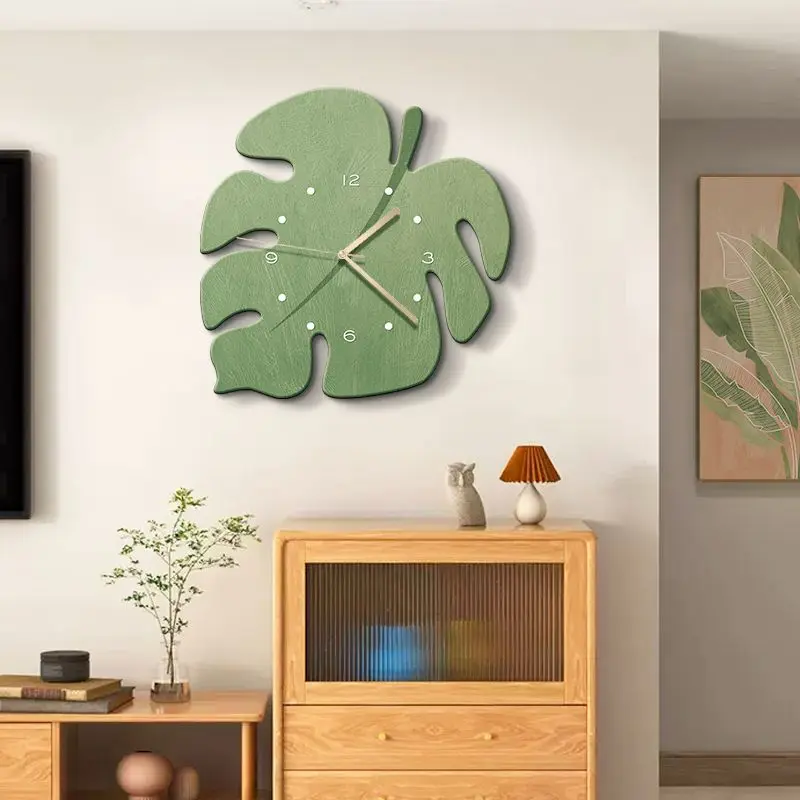 

Creative Green Leaf Wall Clocks, Mute, Punch-free, Modern Fashion, Living Room, Household Personality, Dining Room, Bedroom