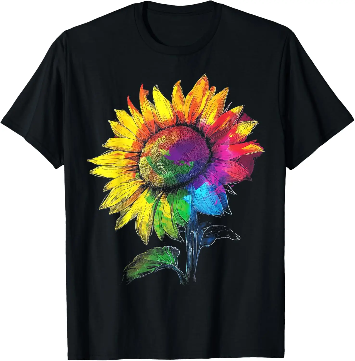 

Sunflower Colorful Nature Art Graphic Sunflower T-Shirt