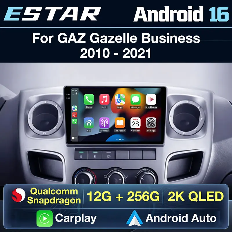 Android 16 Wireless Carplay For GAZ Gazelle Busines 2010 - 2021 360 Camera Audio Multimedia QLED SWC 4G LTE Video Player Stereo