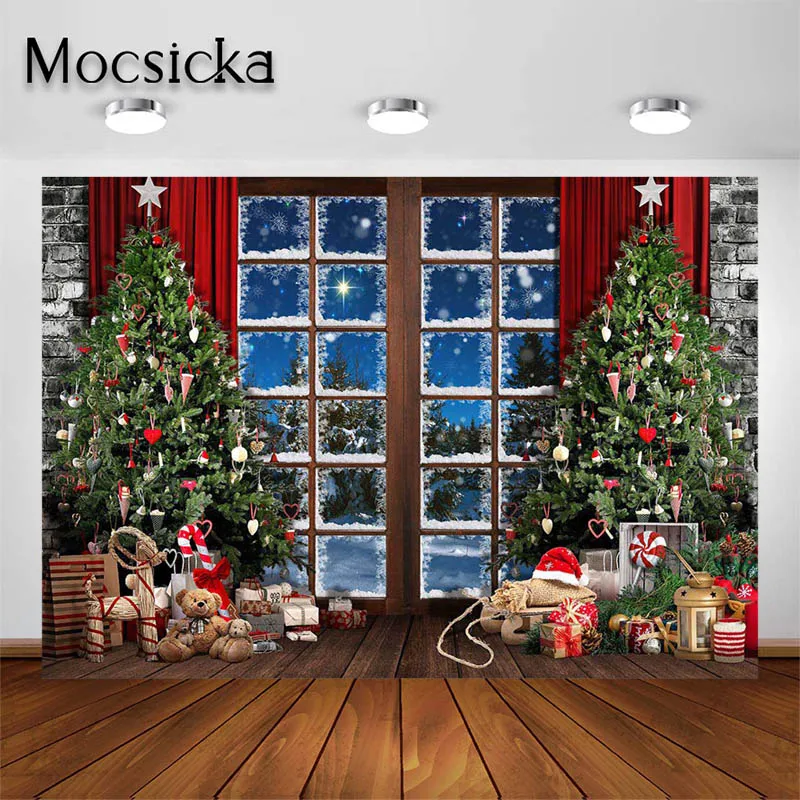 

Mocsicka фон для фотосъемки для портрета домашних животных зимняя ночь стена фон рождественское окно фото студия декорации реквизит