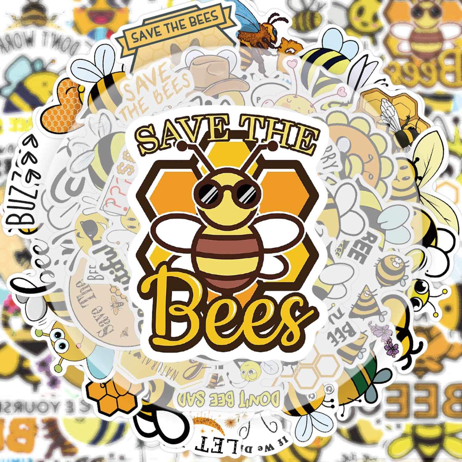 50 inspirierende kleine Bienen-Graffiti-Aufkleber, geeignet zum Dekorieren von Wasserflaschen, Laptops, Mobiltelefonen, Koffern, Skateboards, Gitarren, Geschenkboxen und Partydekorationen