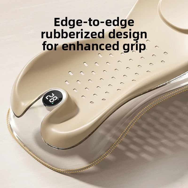 Foldable Infant Bathtub with Digital Temperature Sensor, Ergonomic Spine Support, Non-Slip Rubber Edge for Safe Bathing