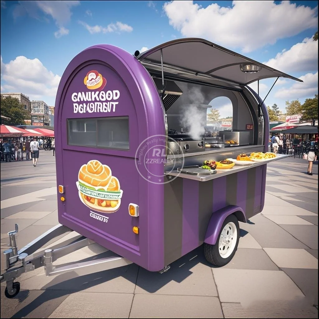 

2025 new food vending car catering barbecue street mobile food car mobile kitchen cart square food trailer fully equipped