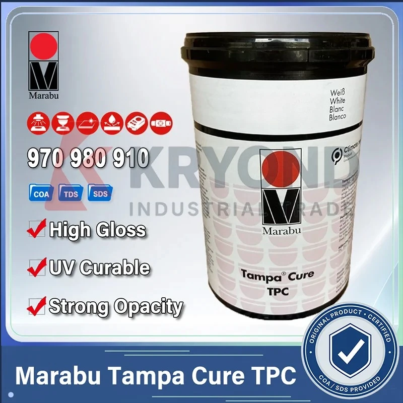 Marabu TPC 970 980 910 Tampa Cure UV Curable Pad Printing Ink and Varnish High Gloss Chemical Resistant ABS PVC PC PS PMMA 1KG