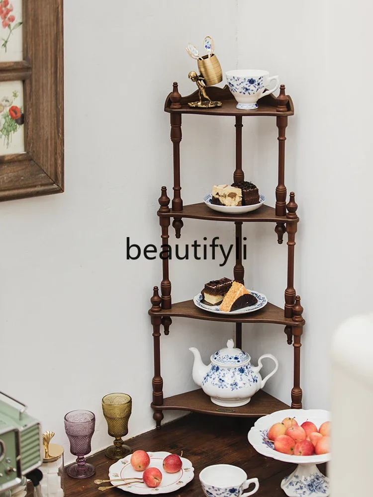 

Medieval Home Furnishing Cup Saucer Living Room Wall Floor Floor Multi-layer Shelf Decorative Display Rack Multifunctional Shelf