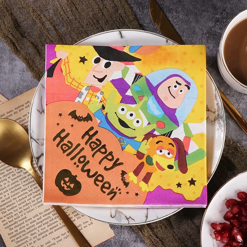 Multi-style Halloween party colorful napkins disposable banquet printing decoration pure wood pulp paper 20pcs/Pac 33*33cm