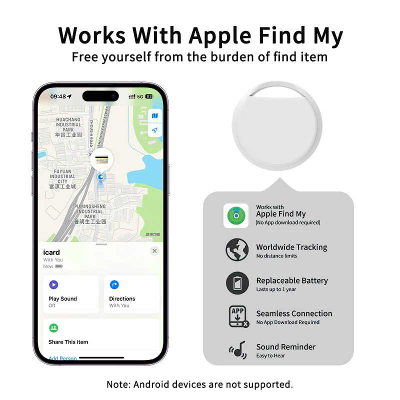 Etiqueta inteligente para Apple Find My app, alarma, recordatorio, buscador de llaves, localizador para billetera de mascotas, Maleta, rastreador