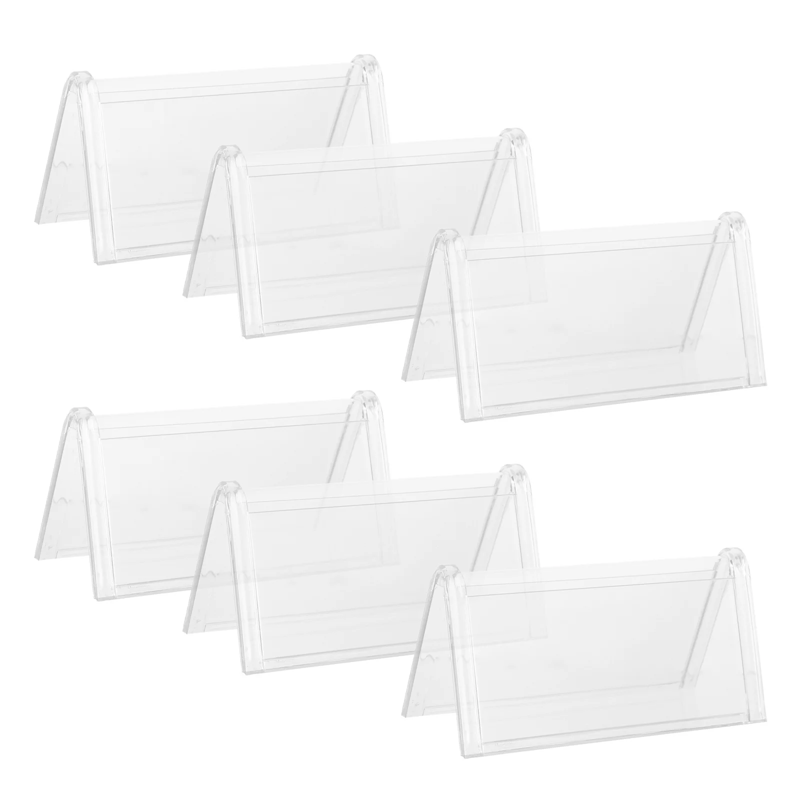 

6pcs Clear Plastic Name Tent Holders Dual-Sided Desk Name Plate Display Stand For Office Conference Meeting School Event Table