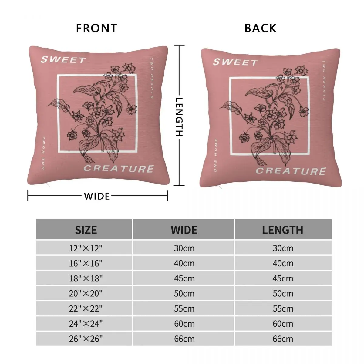 Sweet Creature Two Hearts One Home Pillowcase Polyester Linen Velvet Pattern Zip Decorative Bed Cushion Cover