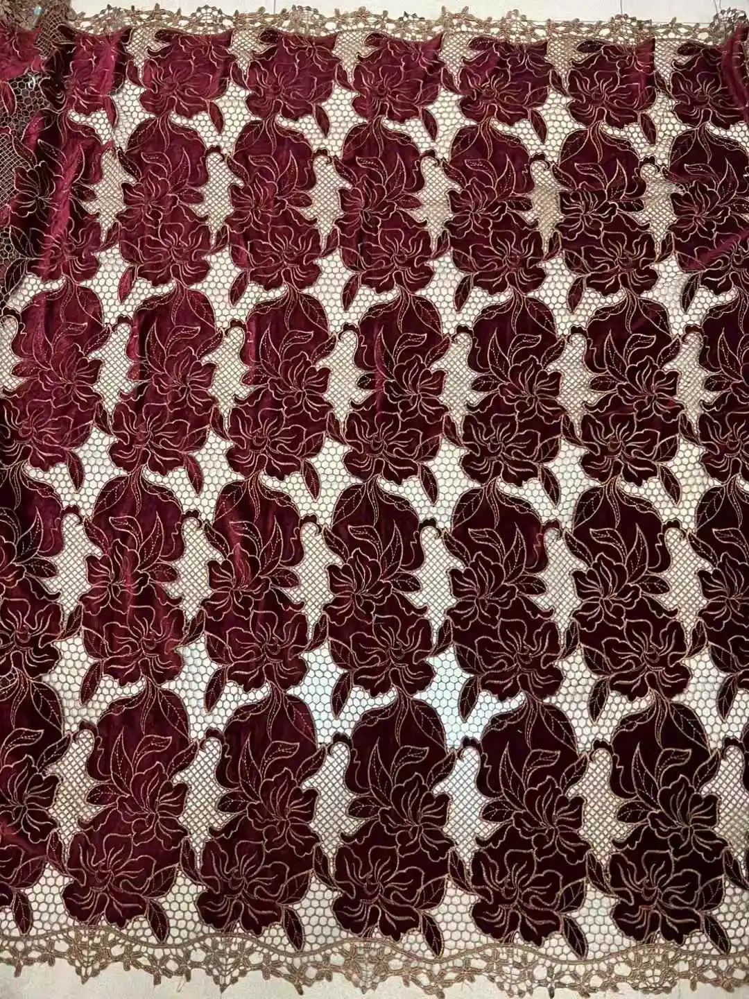 

African Velvet Lace Fabric 5 Yards 2026 High Quality Party Dress Luxury Velvet Embroidery Nigerian Lace Fabric Sewing Material