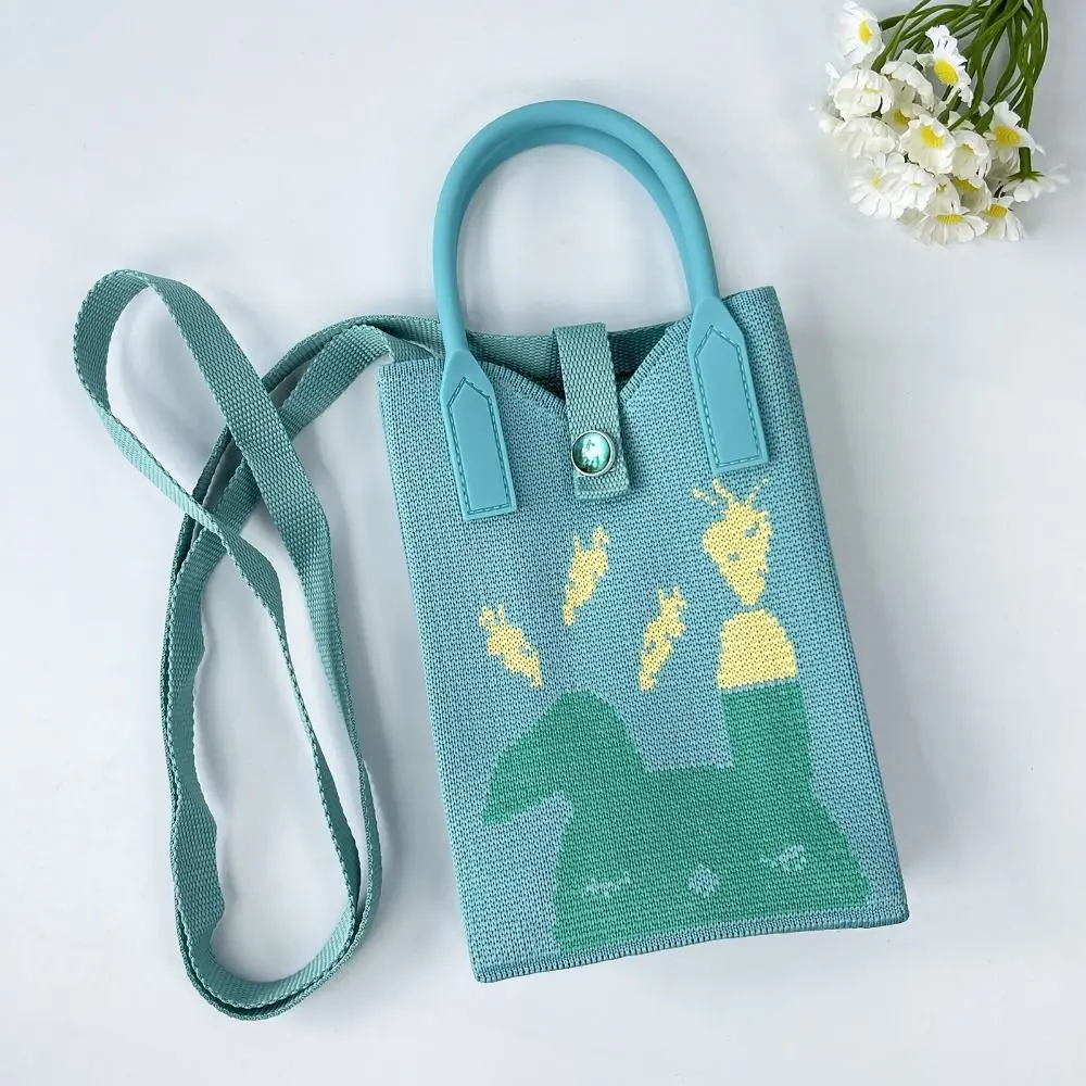 Geschenke Polyesterfaser Gestrickte Handytasche Cartoon Einhand-Handy-Aufbewahrungstasche Gestrickte Tragbare Schultertasche Umhängetasche – Detail 10