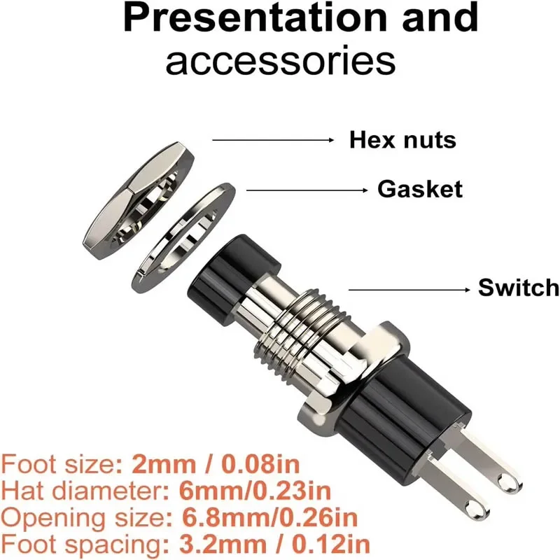 6 قطعة مفتاح ضغط مؤقت ، 1A 250VAC SPST مفاتيح ضغط صغيرة مفتوحة عادة (لا) غطاء أسود وأحمر