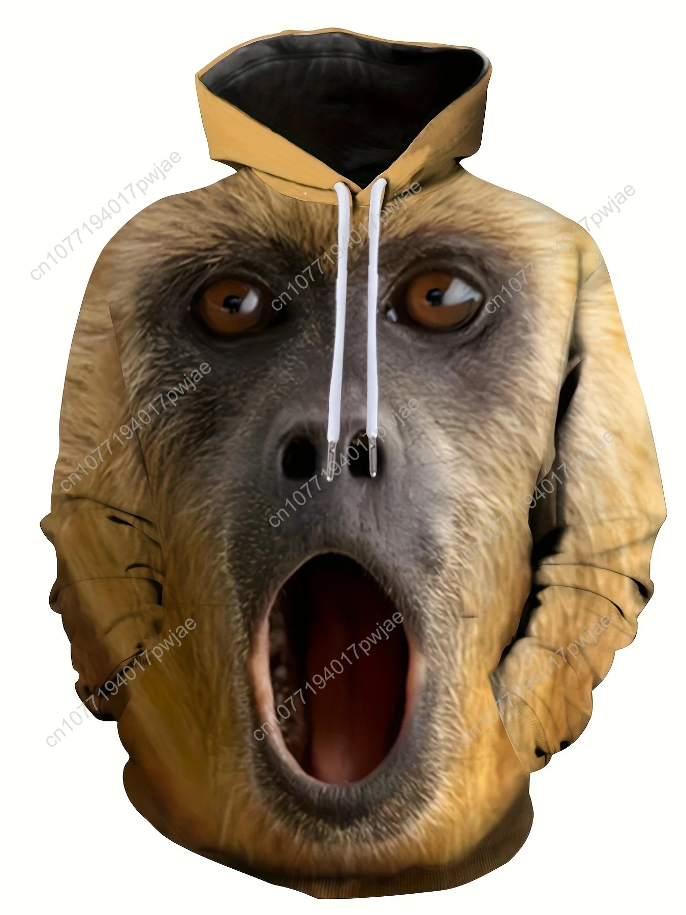 Sweat à capuche imprimé singe 3D mignon grande taille |   Gorilla Fun Top à motifs, coupe ample, manches longues, style décontracté pour hommes