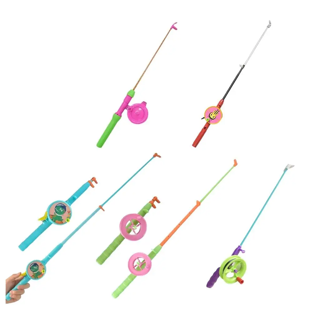Cañas de pesca para niños de 38cm/58cm/80cm, varillas elásticas de diversos estilos, Mini cañas de cometas de dibujos animados con línea de 50 metros, cañas de pescar