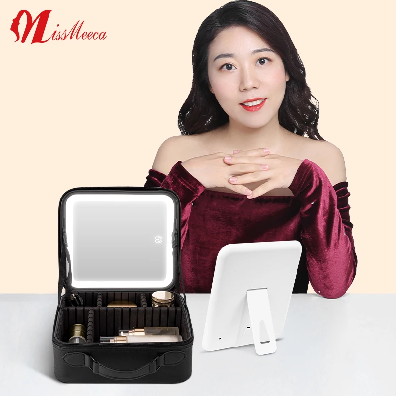 

LED Luggage Vanity Mirror Portable Luggage Lighting Makeup Mirror Removeable USB Charging Touch Screen Brightness Adjustment