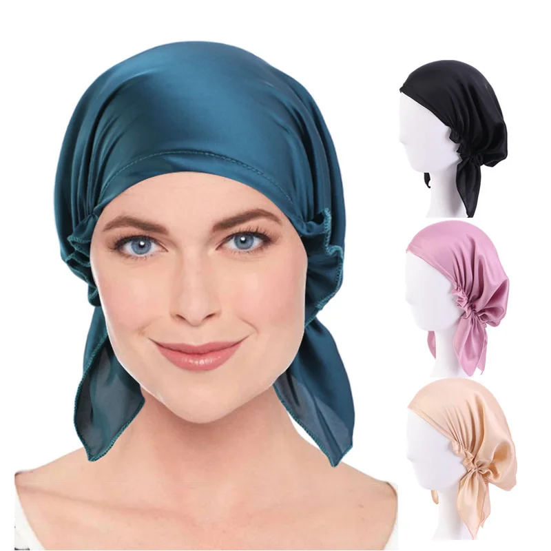 

Hijab Women Solid Color Chemo Cap Muslim Ruffle Cancer Hat Beanie Bonnet Scarf Turban Head Wrap Elastic Headwear Hair Loss Hat