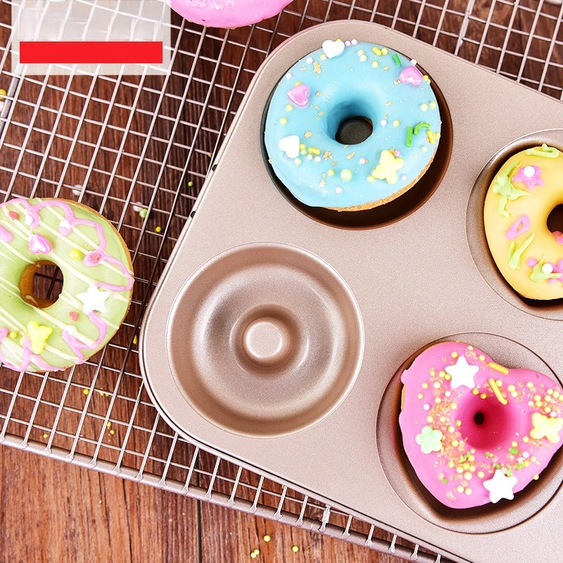 

Baking Tools 6 Non-Stick Doughnut Cake Mould Carbon Steel Double Sided Oven Baking Pan