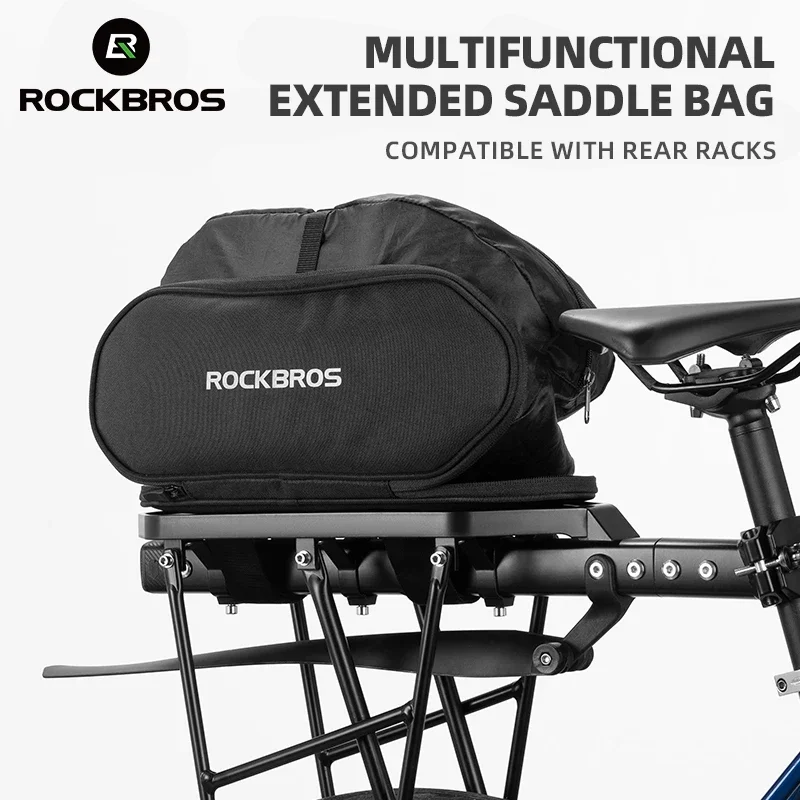 ROCKBROS Multifunctional Rear Seat Bag Universal Saddle Bag Back Rack 5L Capacity Seat Bag Expandable Cycling Luggage Trunk Bags