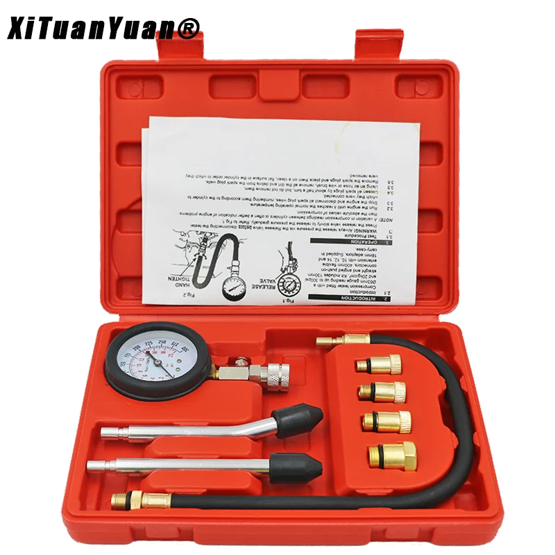 Gasoline Engine Compression Tester Kit, G326 Professional Cylinder Pressure Gauge for Petrol Gas Motor Auto Tool Set (0-300PSI)