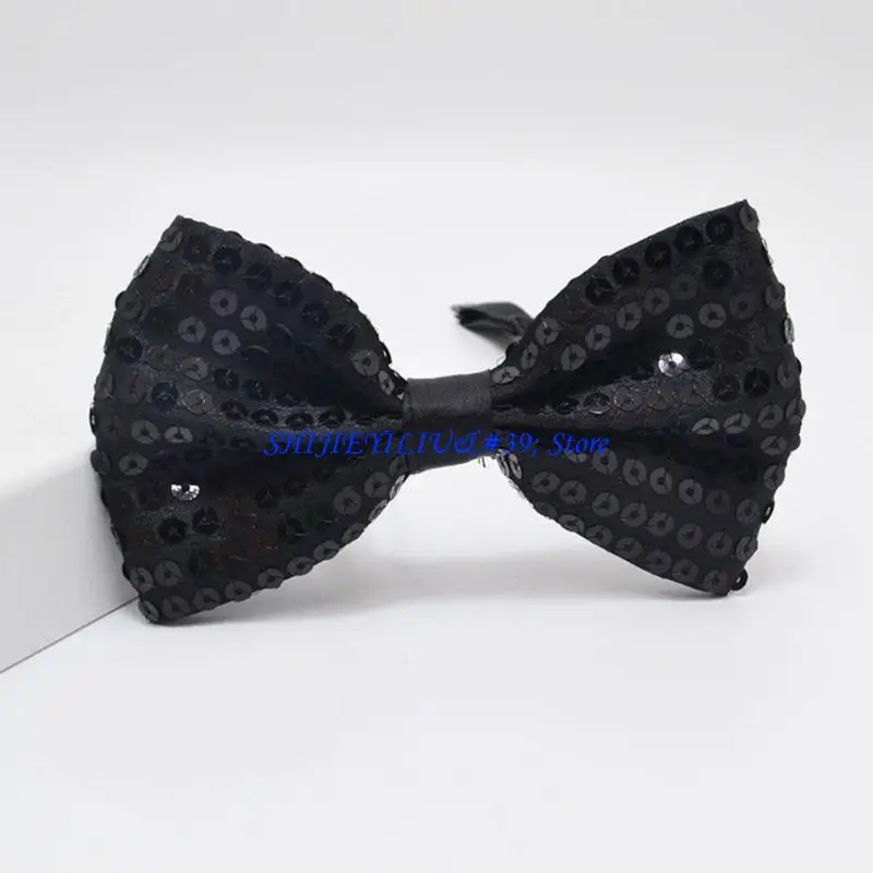 

E21F Y Suspenders and Bowtie Set with Adjustable Clip for Men with Sequins for Stage Performances Party Accessory