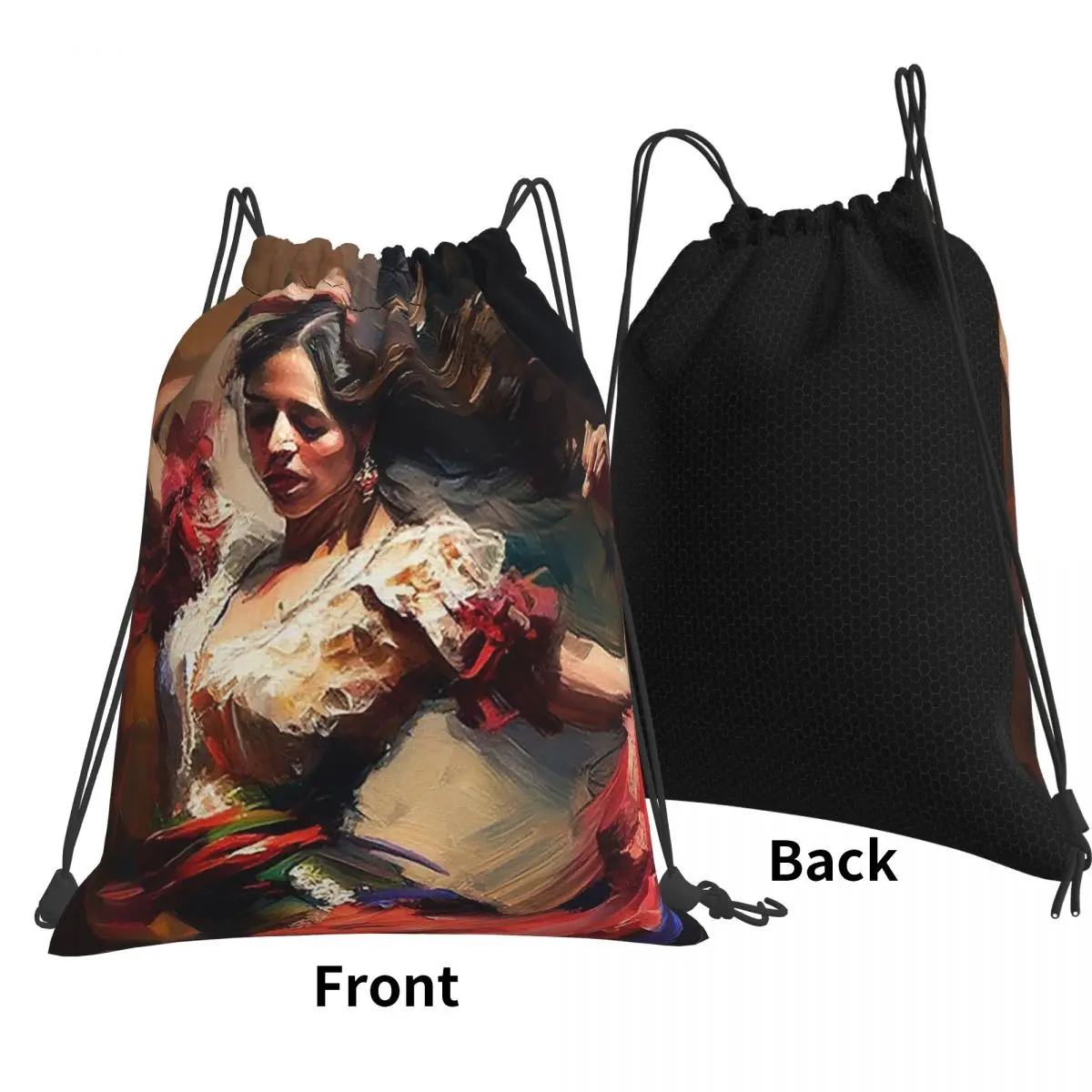 Woman Dancing Flamenco Backpacks Fashion Drawstring Bundle Pocket Storage Bag Book Bags for Man Woman School
